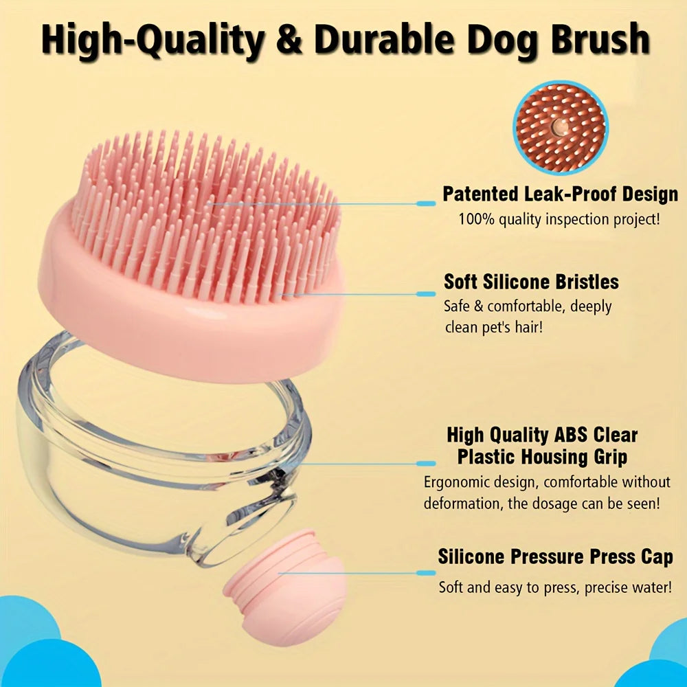 Dog Bath Brush with Soap Dispenser - Silicone Bristles, Pet Grooming - My Pet Serenity
