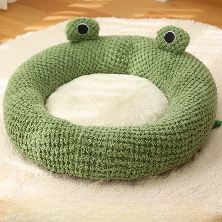 Winter Warm Dog Cat Nest Den - Plush Semi-Enclosed Frog Mattress - My Pet Serenity