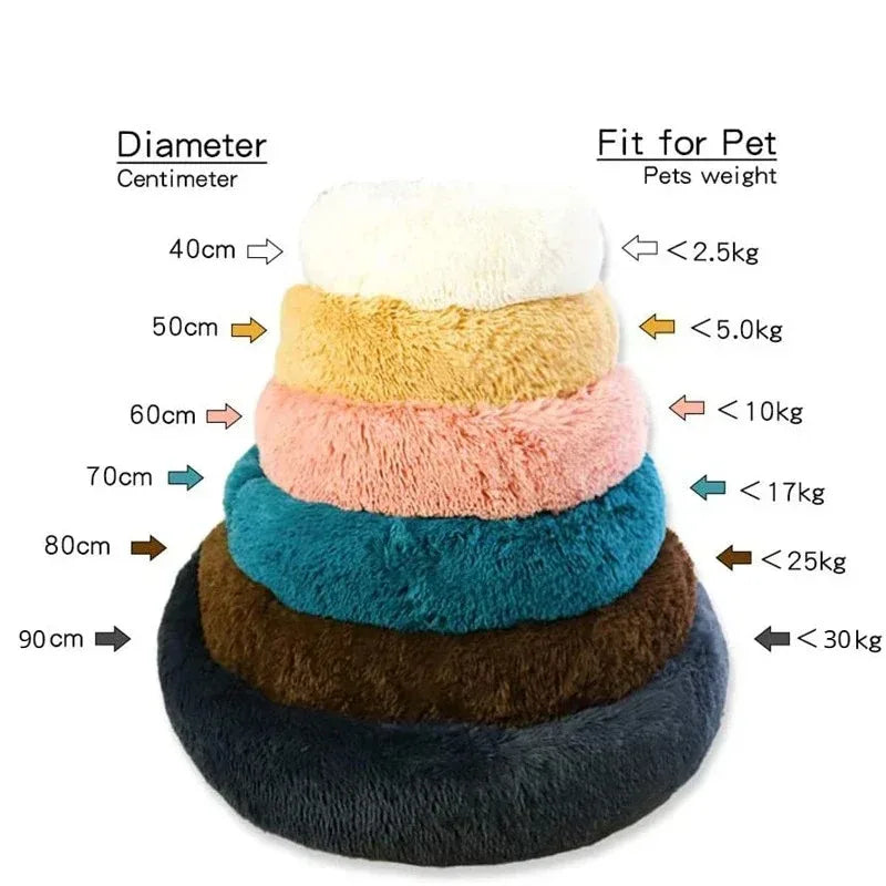 Round Dog and Cat Bed Winter Plush Washable Pet Bed for All Sizes - My Pet Serenity