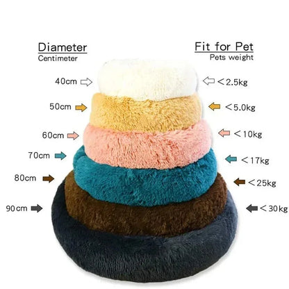 Round Dog and Cat Bed Winter Plush Washable Pet Bed for All Sizes - My Pet Serenity
