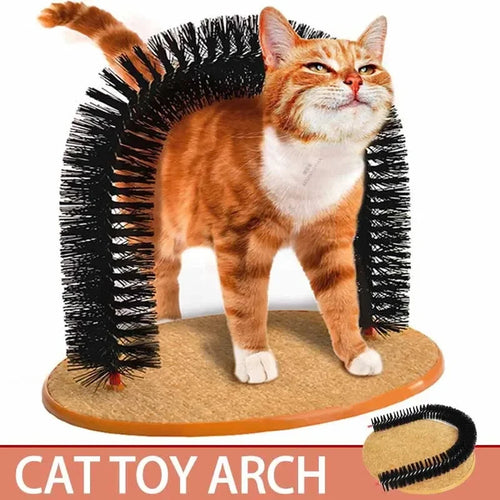 Cat Self-Grooming Arch Toy with Massage Brush and Scratching Pad - My Pet Serenity