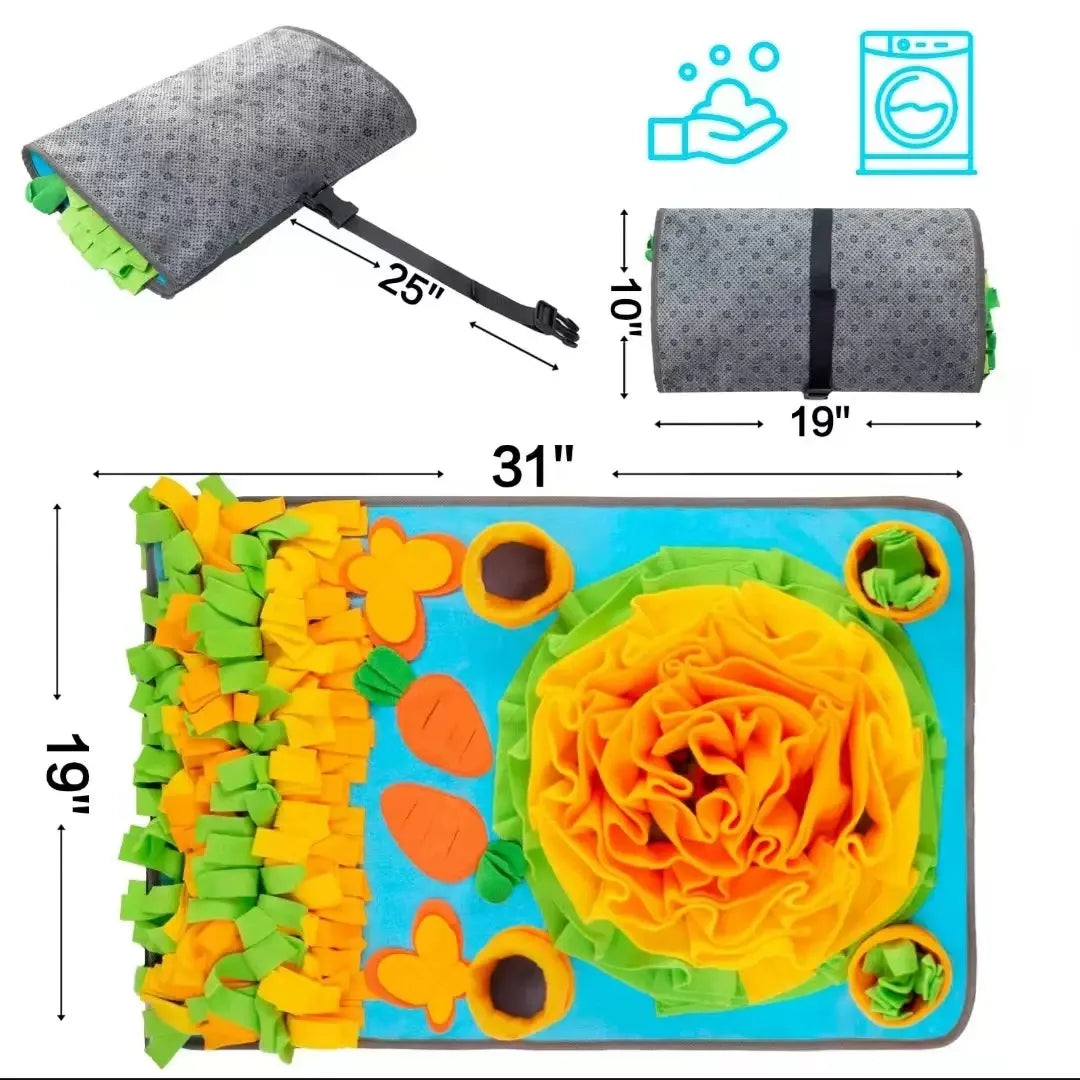 Snuffle Mat for Small/Medium Dogs - Soft Fleece, Squeaky Toy, SlowFeed - My Pet Serenity