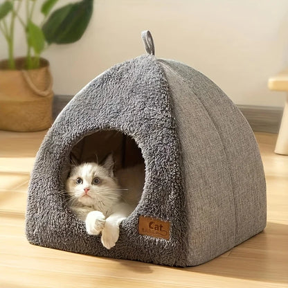 Semi-Enclosed Cat Bed Pet Tent for Cats and Small Dogs, Cozy Cave - My Pet Serenity