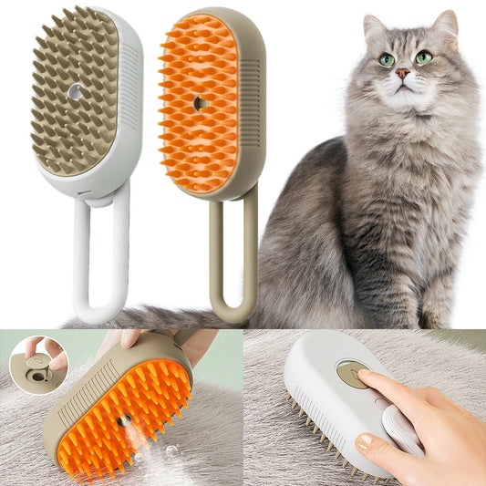 Electric Pet Steam Brush 3-in-1 Hair Removal & Water Spray for Cats - My Pet Serenity