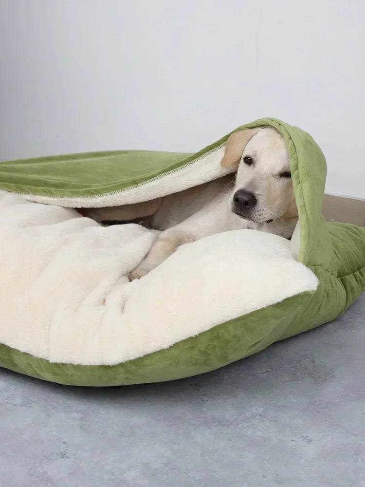 Large dog bed with removable cover, warm kennel and blanket - My Pet Serenity