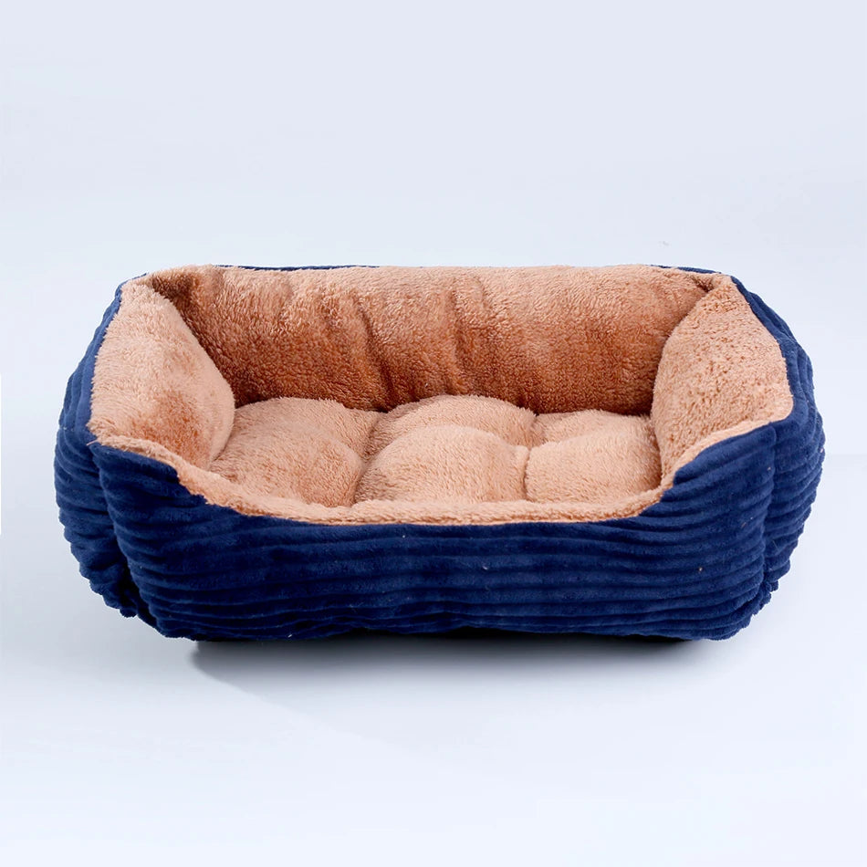 Square Plush Dog Cat Bed - Medium/Small Calming Kennel Sofa Cushion - My Pet Serenity