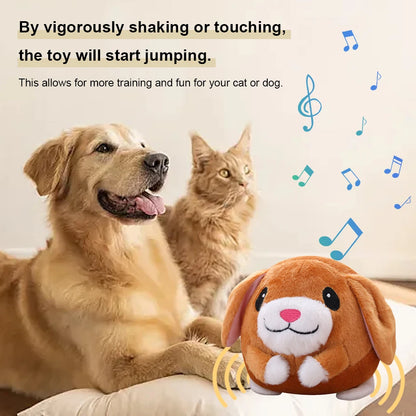 Plush Automatic Bouncing Dog Toy, Bite-Resistant Squeaky for Small Dog - My Pet Serenity