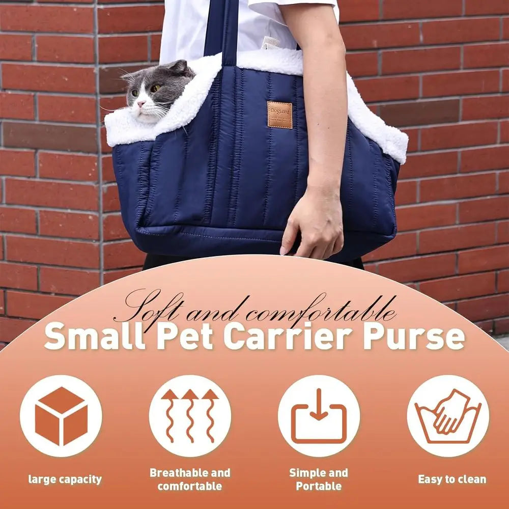 Small Dog Carrier Tote Winter Fleece, Harness Clip, Waterproof Bag - My Pet Serenity