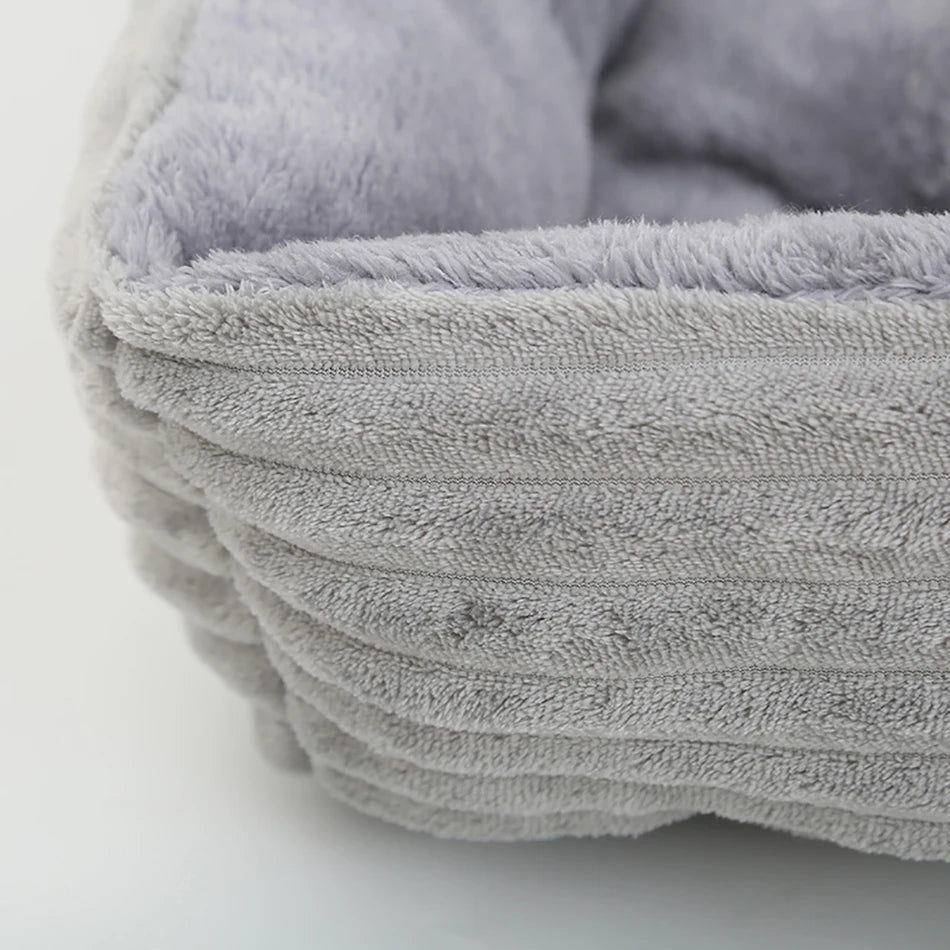 Square Plush Dog Cat Bed - Medium/Small Calming Kennel Sofa Cushion - My Pet Serenity