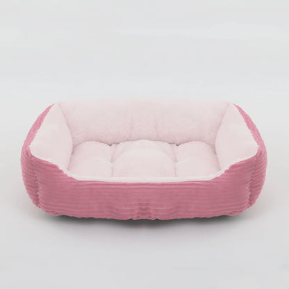 Square Plush Dog Cat Bed - Medium/Small Calming Kennel Sofa Cushion - My Pet Serenity