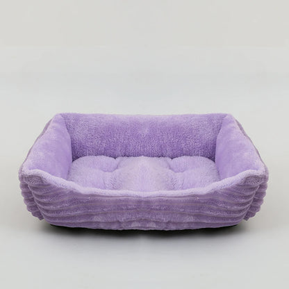 Square Plush Dog Cat Bed - Medium/Small Calming Kennel Sofa Cushion - My Pet Serenity