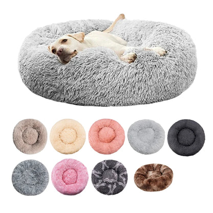 Round Dog and Cat Bed Winter Plush Washable Pet Bed for All Sizes - My Pet Serenity