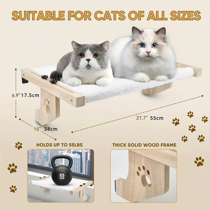 Adjustable Cat Window Perch with Fleece Hammock, Wall/Ceiling Mount - My Pet Serenity