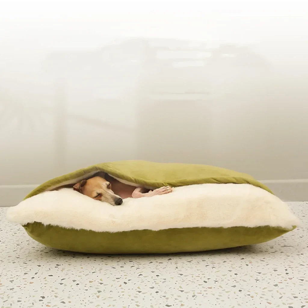 Large dog bed with removable cover, warm kennel and blanket - My Pet Serenity