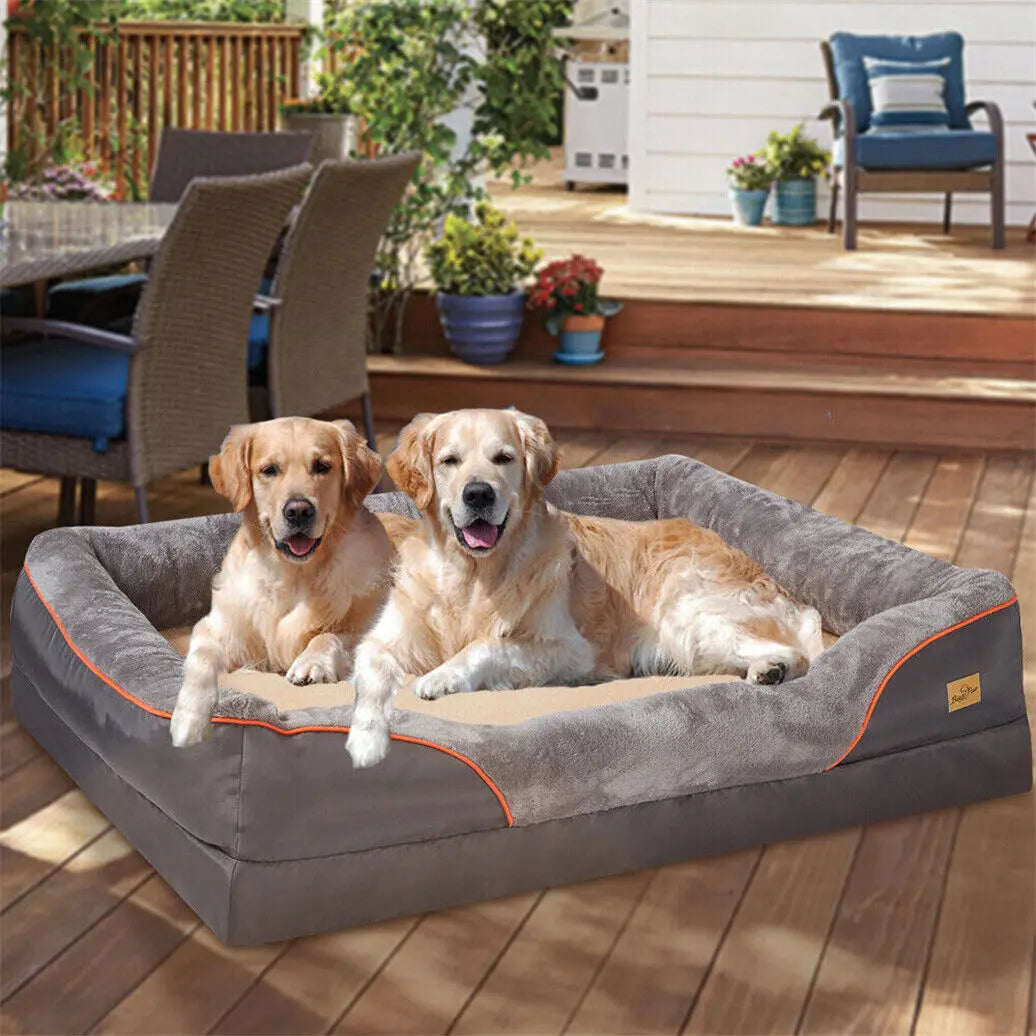 Large orthopedic memory foam dog bed with bolster and waterproof - My Pet Serenity