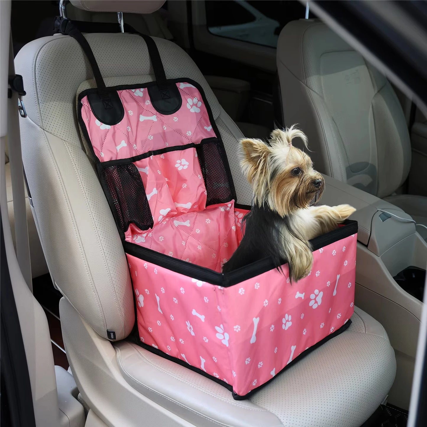 Dog Car Booster Seat with Storage Pockets for Small/Medium Dogs - My Pet Serenity