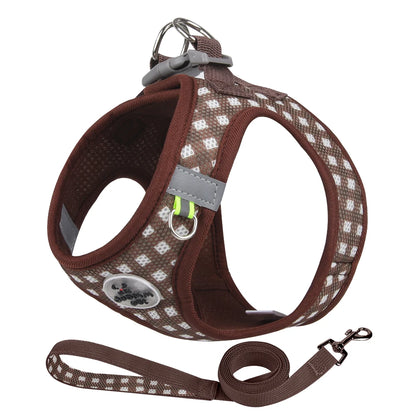 Checkered Pet Harness and Leash Set for Small Dogs & Cats, Breathable - My Pet Serenity