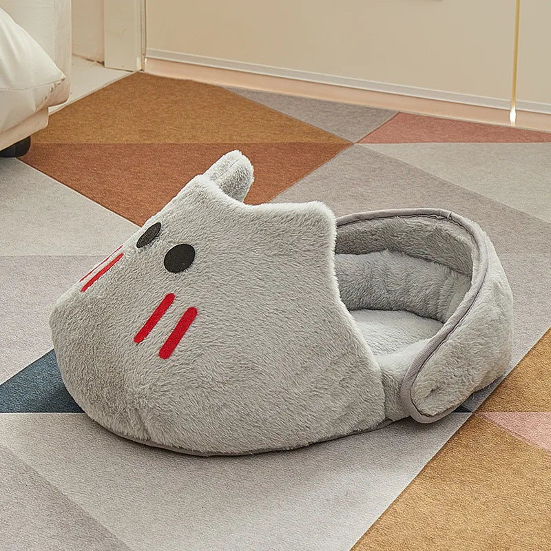 Semi-Enclosed Cat Kennel for Winter Warmth - All-Season Non-Slip Gray - My Pet Serenity