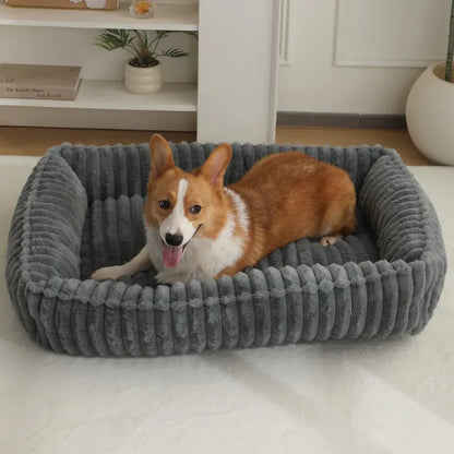 Rectangular Plush Dog Bed for Winter - Small to Large Pets & Cats - My Pet Serenity
