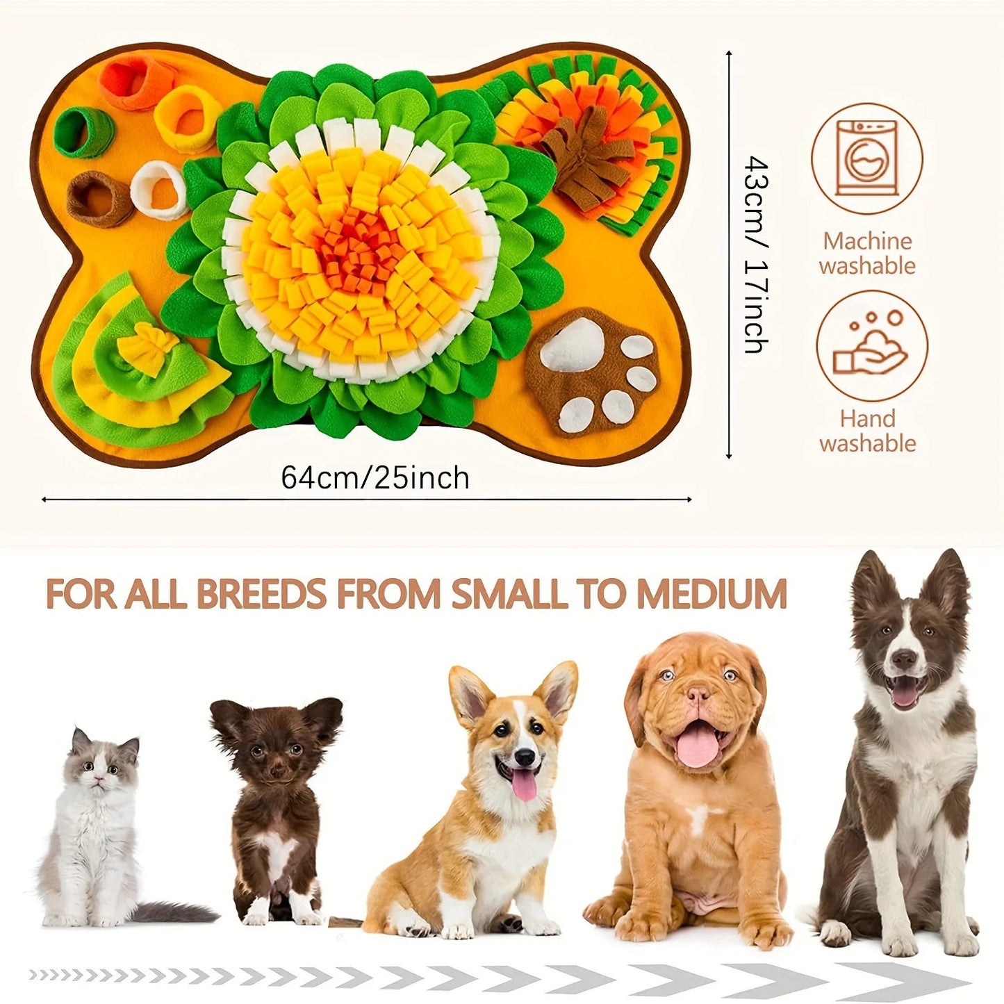 Snuffle Mat for Small/Medium Dogs - Soft Fleece, Squeaky Toy, SlowFeed - My Pet Serenity
