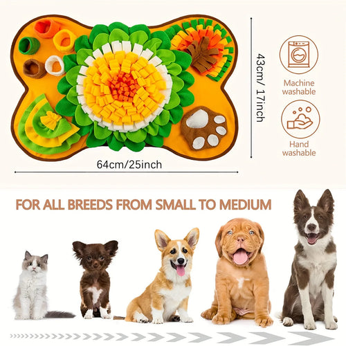 Snuffle Mat for Small/Medium Dogs - Soft Fleece, Squeaky Toy, SlowFeed - My Pet Serenity