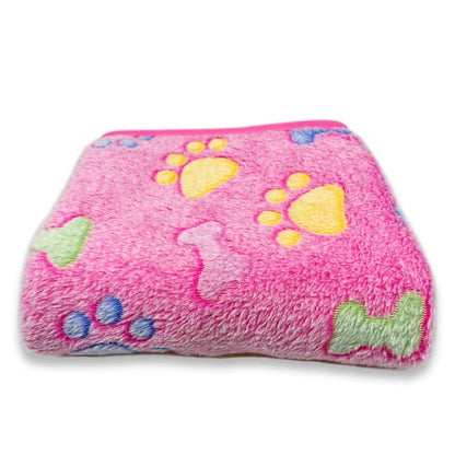 Warm fleece pet blanket for dogs and cats with paw print design, small - My Pet Serenity