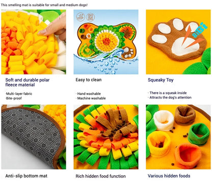 Snuffle Mat for Small/Medium Dogs - Soft Fleece, Squeaky Toy, SlowFeed - My Pet Serenity