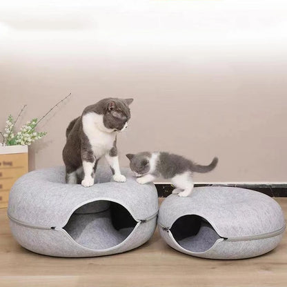 Cat Tunnel Bed - Interactive Felt Indoor Toy for Cats and Kittens - My Pet Serenity