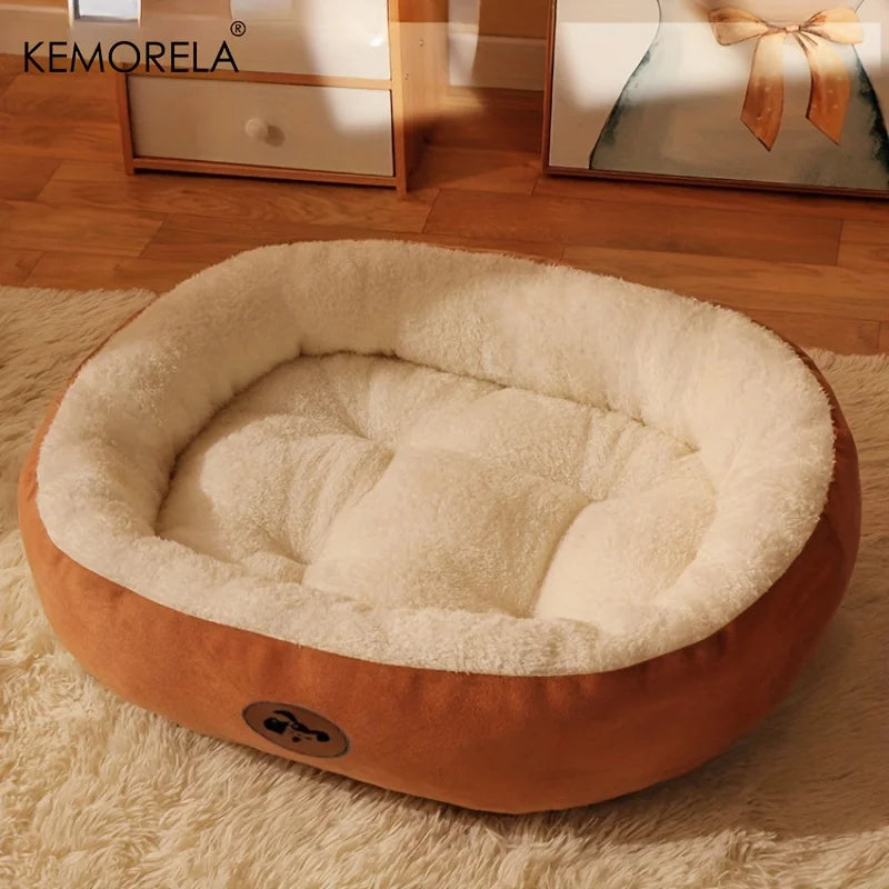 Plush Oval Pet Bed for Dogs & Cats Washable All-Season Cushion - My Pet Serenity